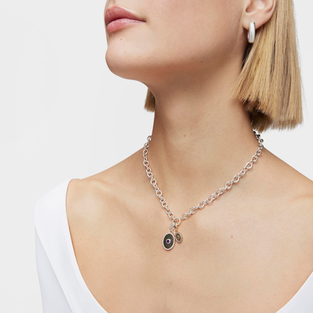 Colgante medalla de plata con n&aacute;car, amatista y topacio Medallions