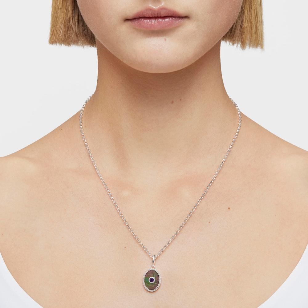 Colgante medalla de plata con n&aacute;car, amatista y topacio Medallions