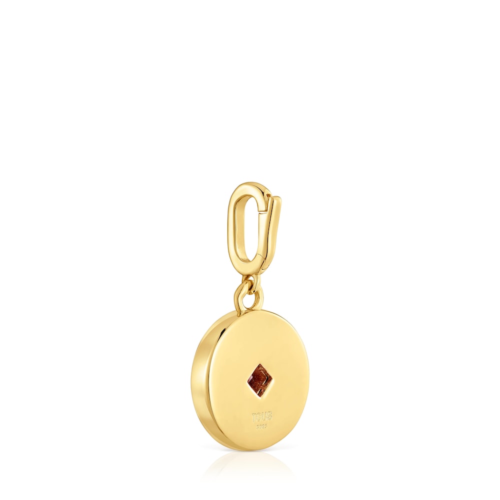 Medallion Pendant with 18kt gold plating over silver, nacre and gemstones Medallions