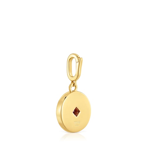 Colgante medalla con baño de oro de 18 kt sobre plata, nácar y gemas Medallions