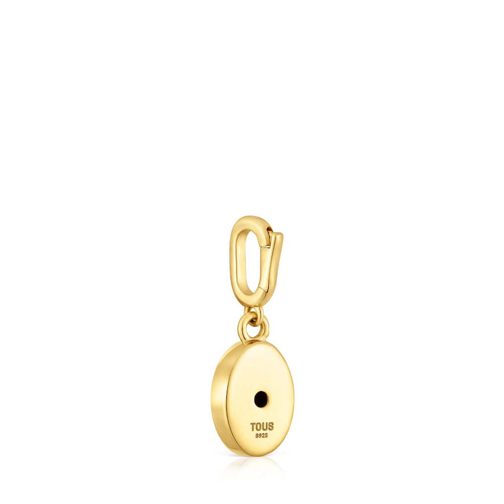 Colgante medalla con baño de oro de 18 kt sobre plata, nácar, cromodiópsido e iolita Medallions image number 2