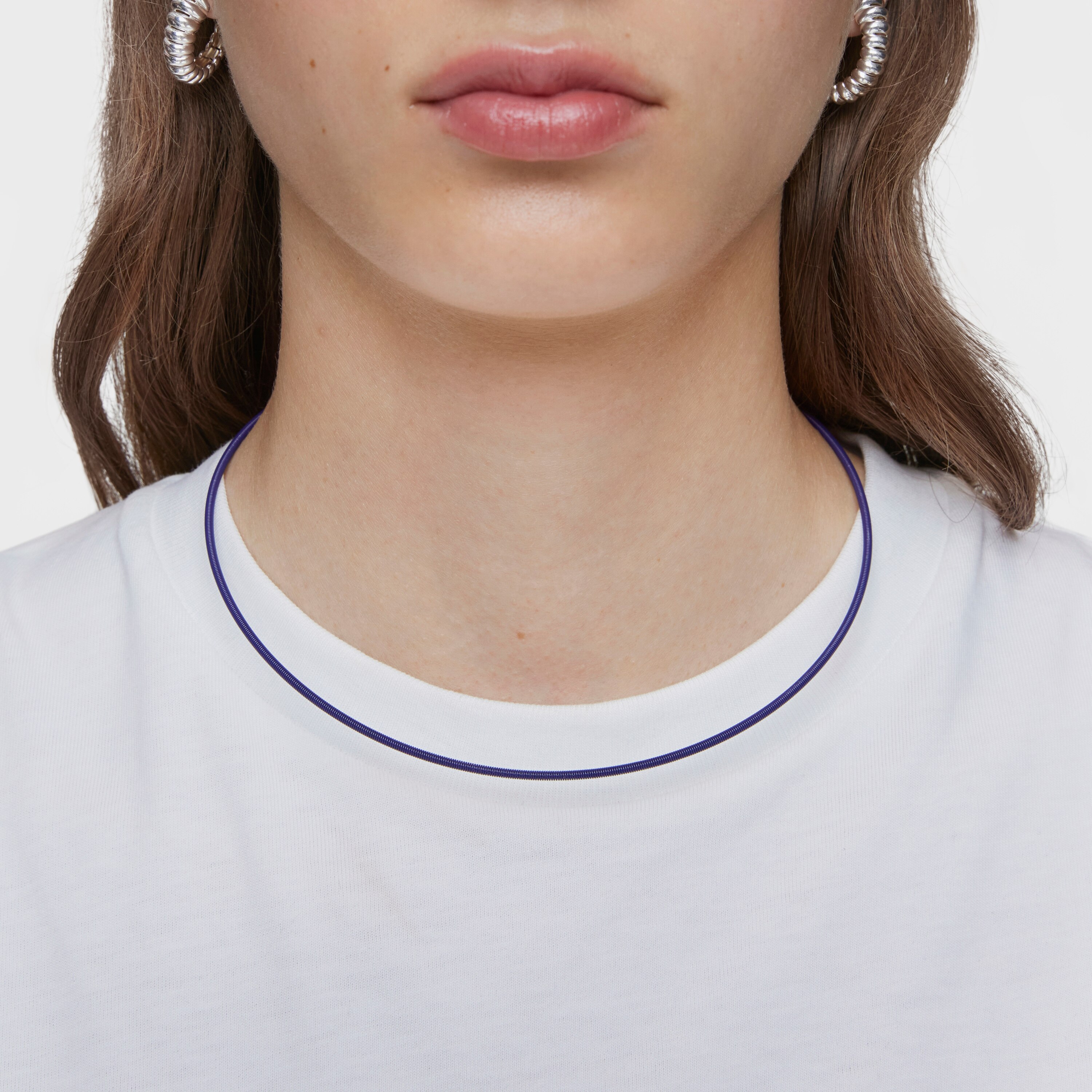 Mesh Tube lilac IP steel Necklace 2 mm