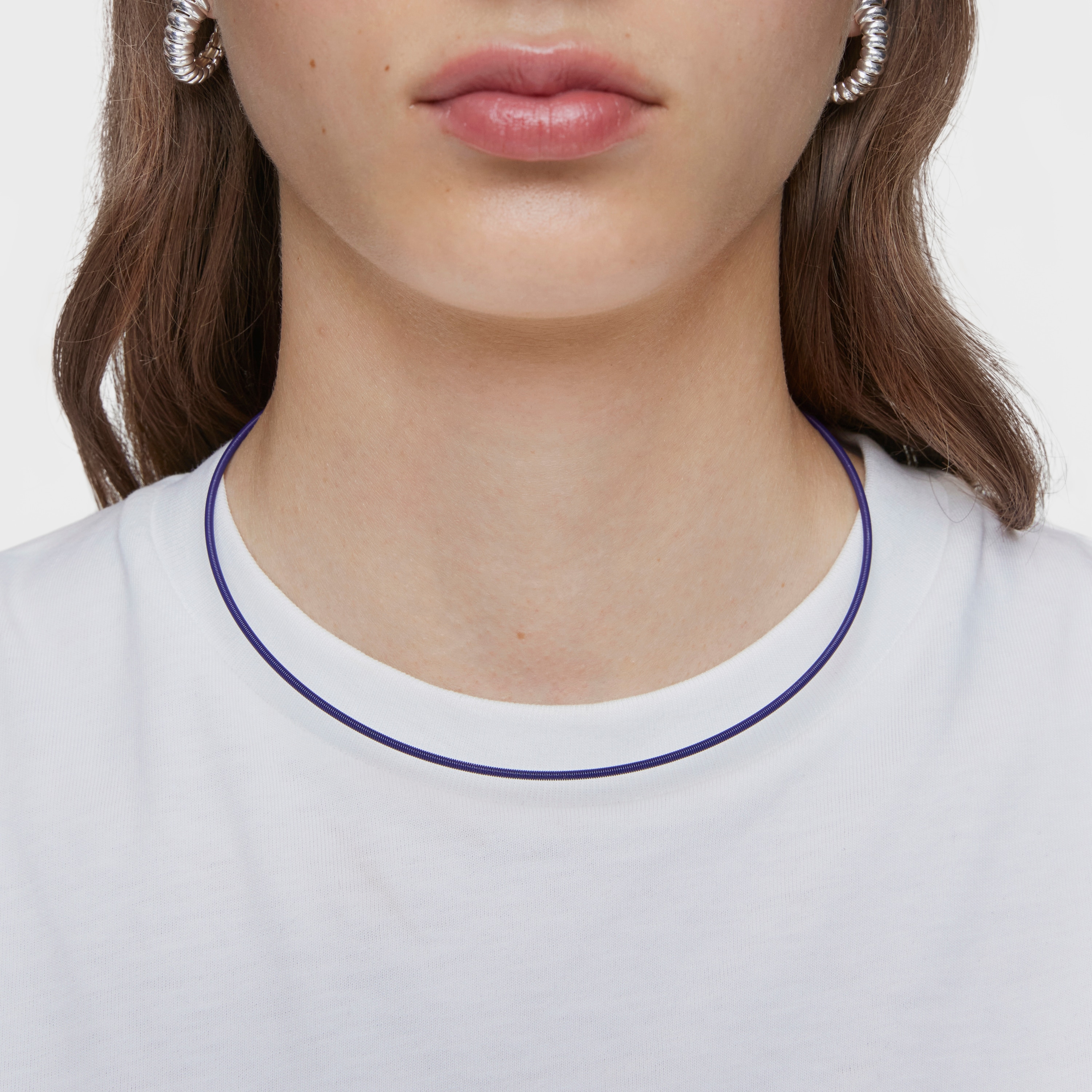 Mesh Tube lilac IP steel Necklace 2 mm