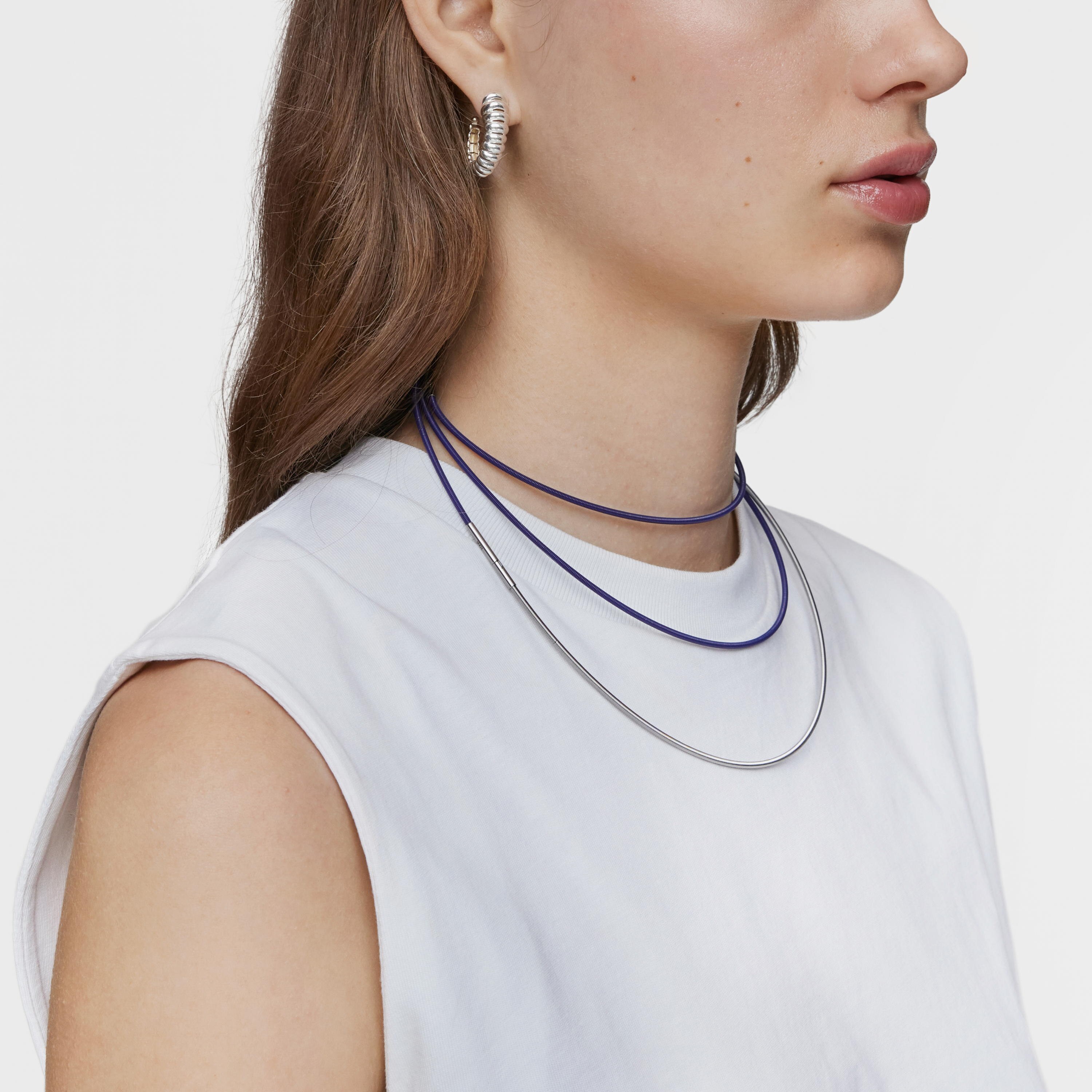 Mesh Tube lilac IP steel Necklace 2 mm