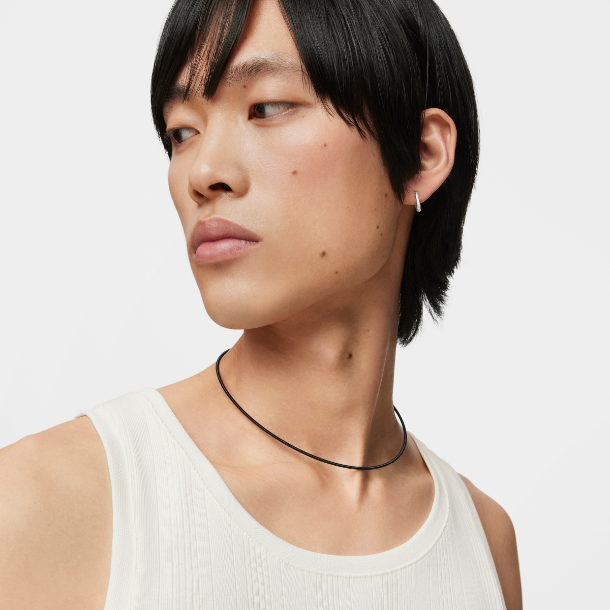 Mesh Tube black IP steel Necklace 2 mm