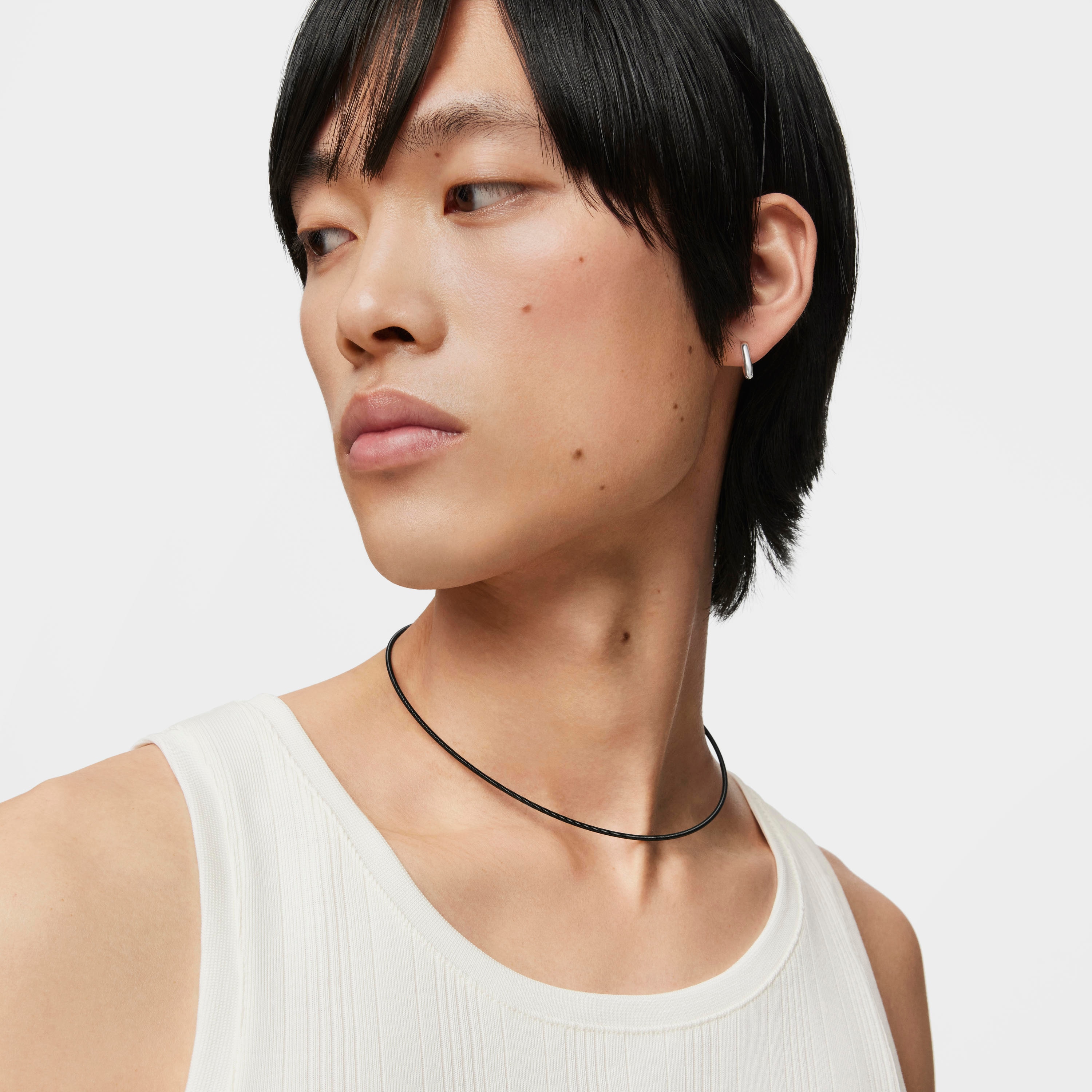 Mesh Tube black IP steel Necklace 2 mm