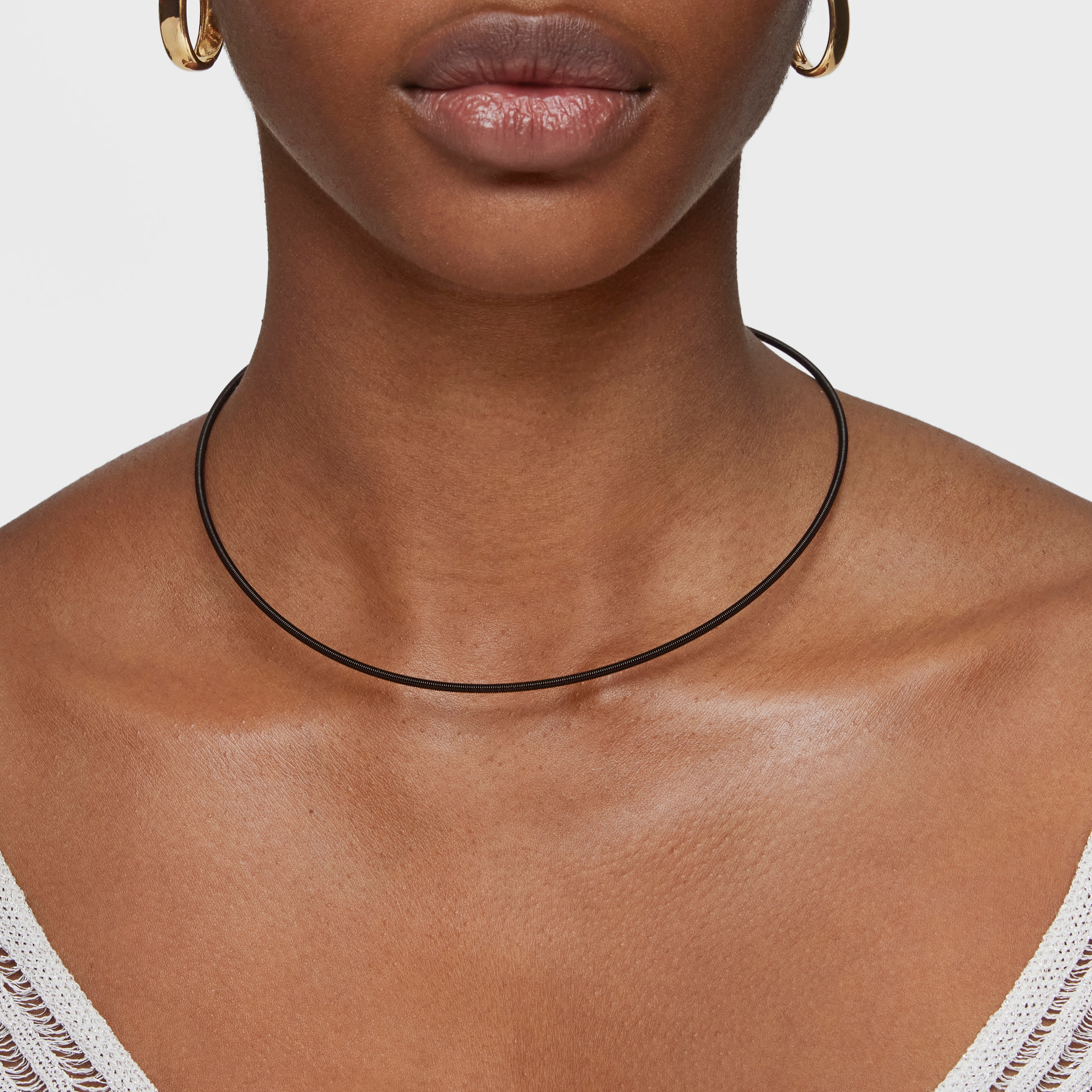 Mesh Tube black IP steel Necklace 2 mm