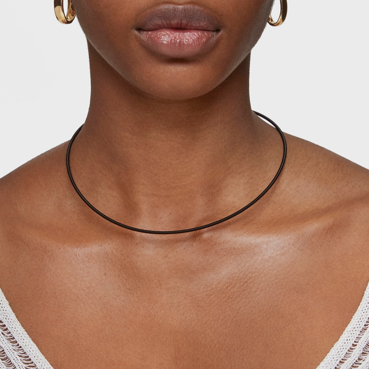 Mesh Tube black IP steel Necklace 2 mm