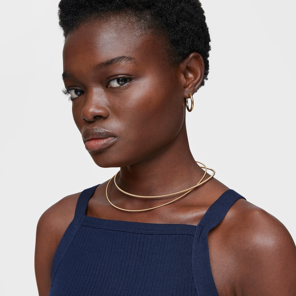 Collar de acero IP dorado 2 mm Mesh Tube