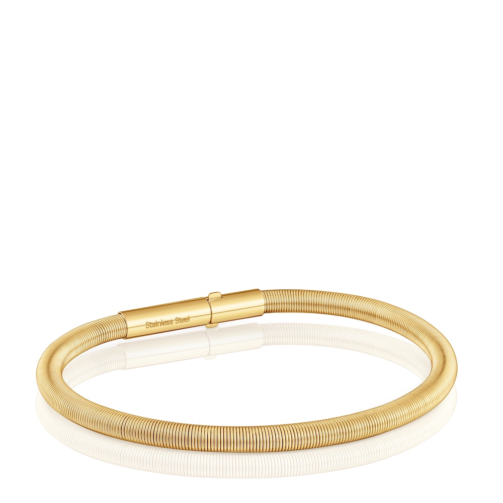 Mesh Tube gold colored IP steel Bracelet 17,5 cm