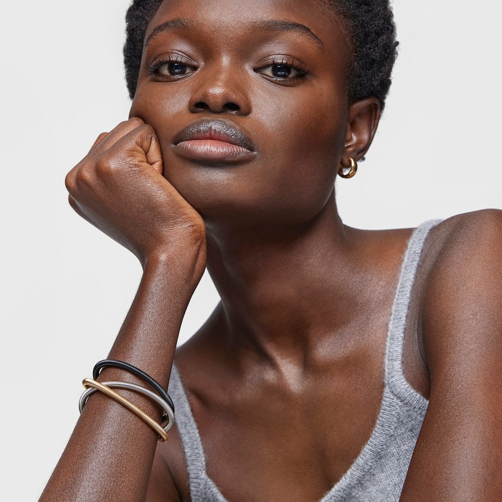 Pulsera de acero IP dorado 17,5 cm Mesh Tube