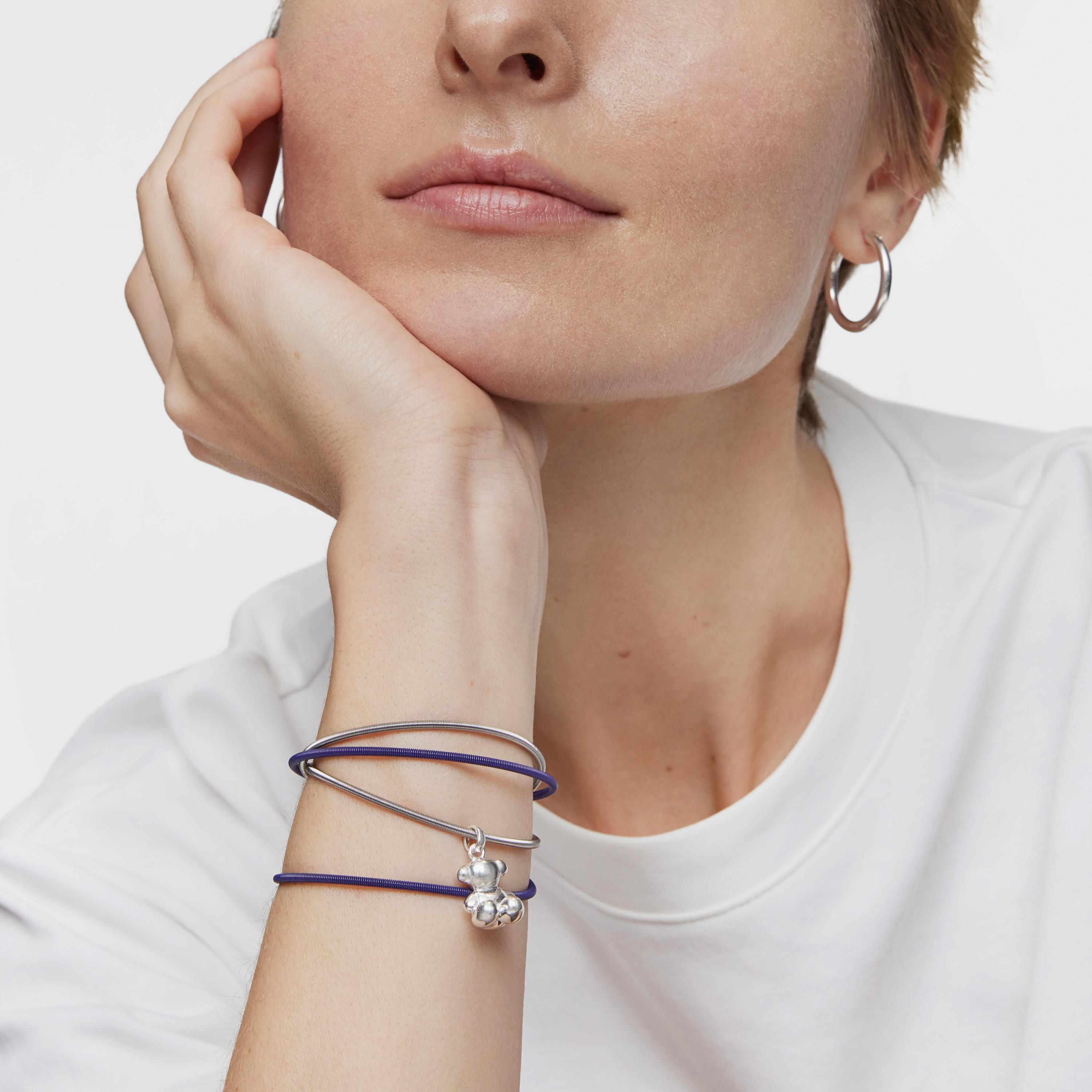 Mesh Tube lilac IP steel Bracelet 17 cm