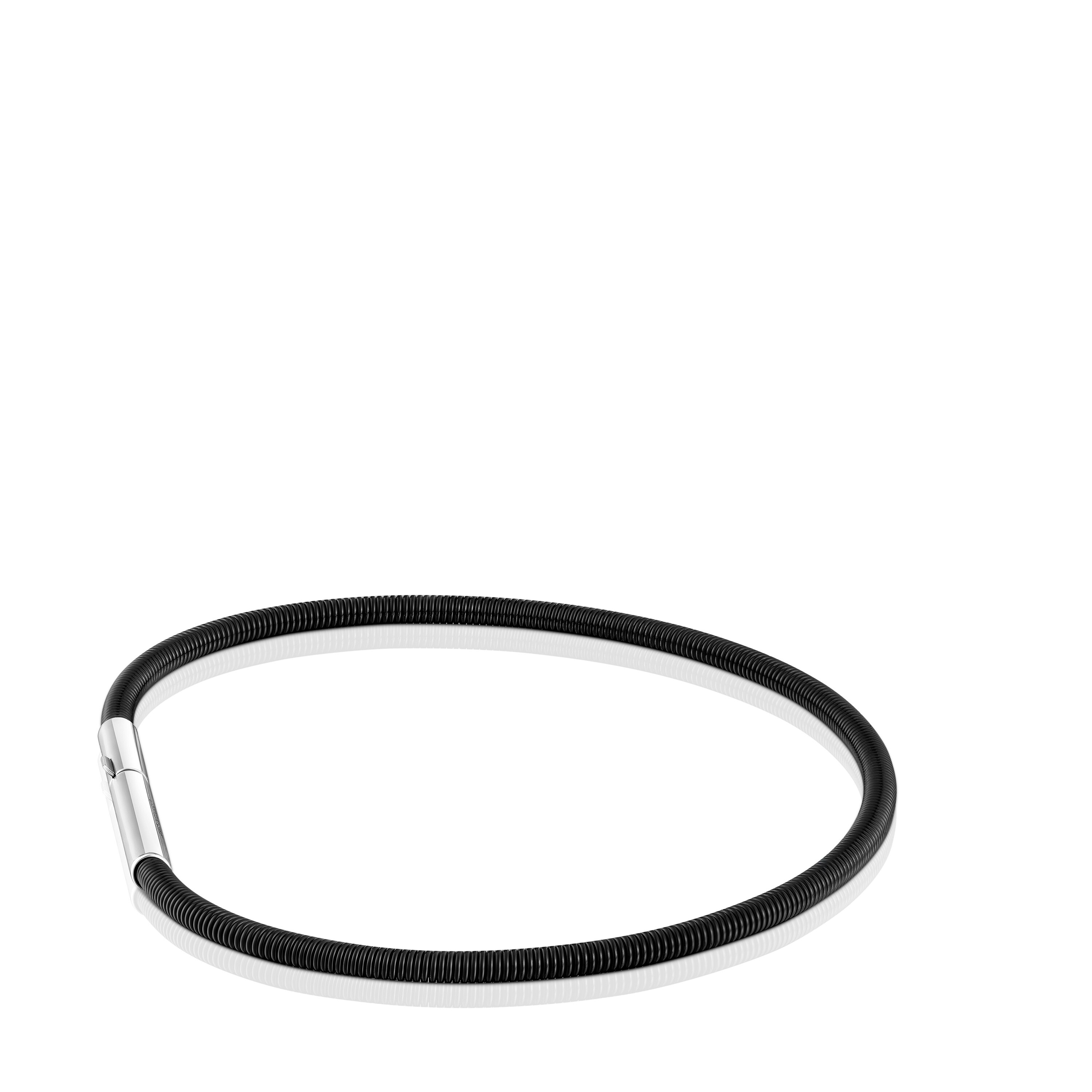 Mesh Tube black IP steel Bracelet cm