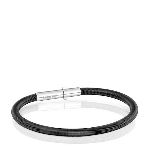 Mesh Tube black IP ´steel Bracelet 17,5 cm