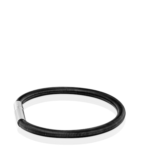 Mesh Tube black IP ´steel Bracelet 17,5 cm