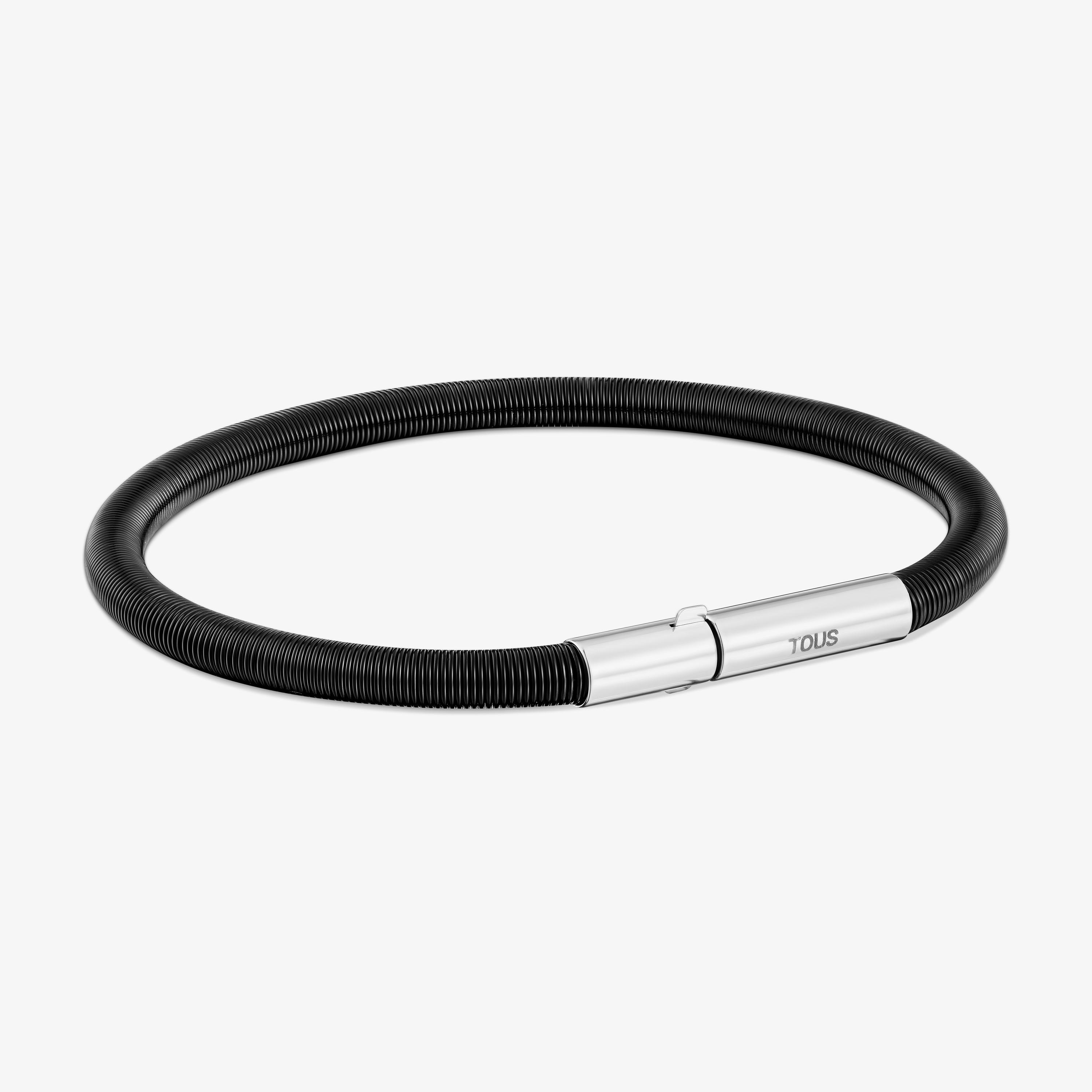 Mesh Tube black IP ´steel Bracelet 17.5 cm