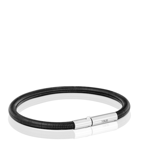 Mesh Tube black IP ´steel Bracelet 17,5 cm