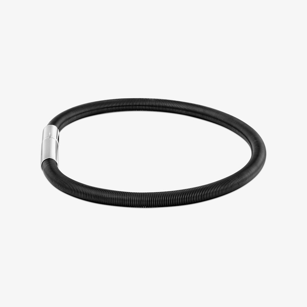 Bransoletka Mesh Tube 19&nbsp;cm z czarnej stali IP