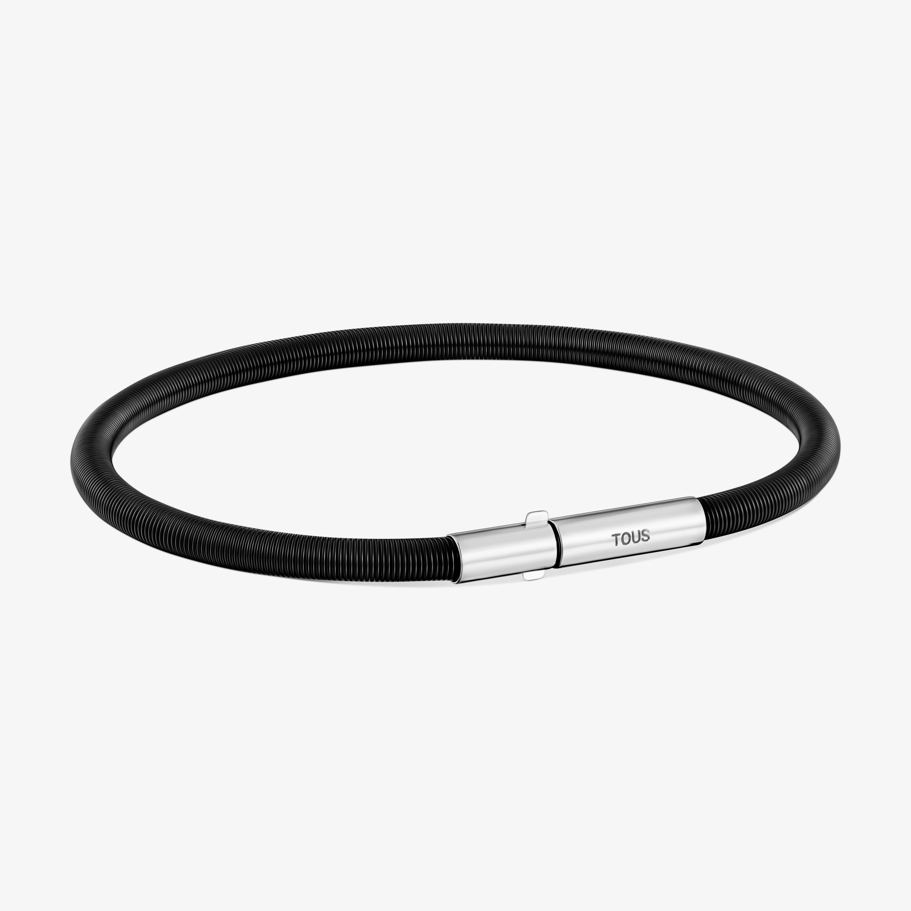 Mesh Tube black IP steel Bracelet 19 cm