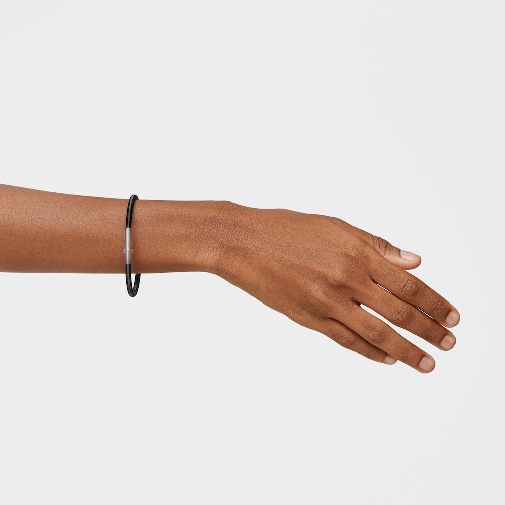 Bransoletka Mesh Tube 19&nbsp;cm z czarnej stali IP