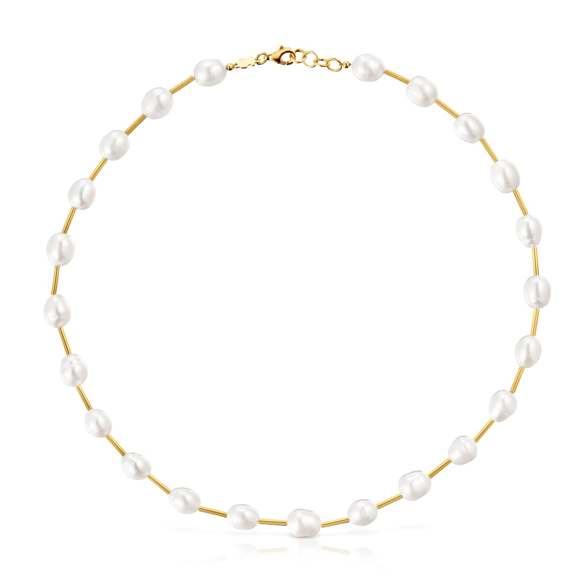 Tous - Gargantilla Tubo Con Baño De Oro De 18 Kt Sobre Plata Y Perlas Cultivadas Gloss - Blanco