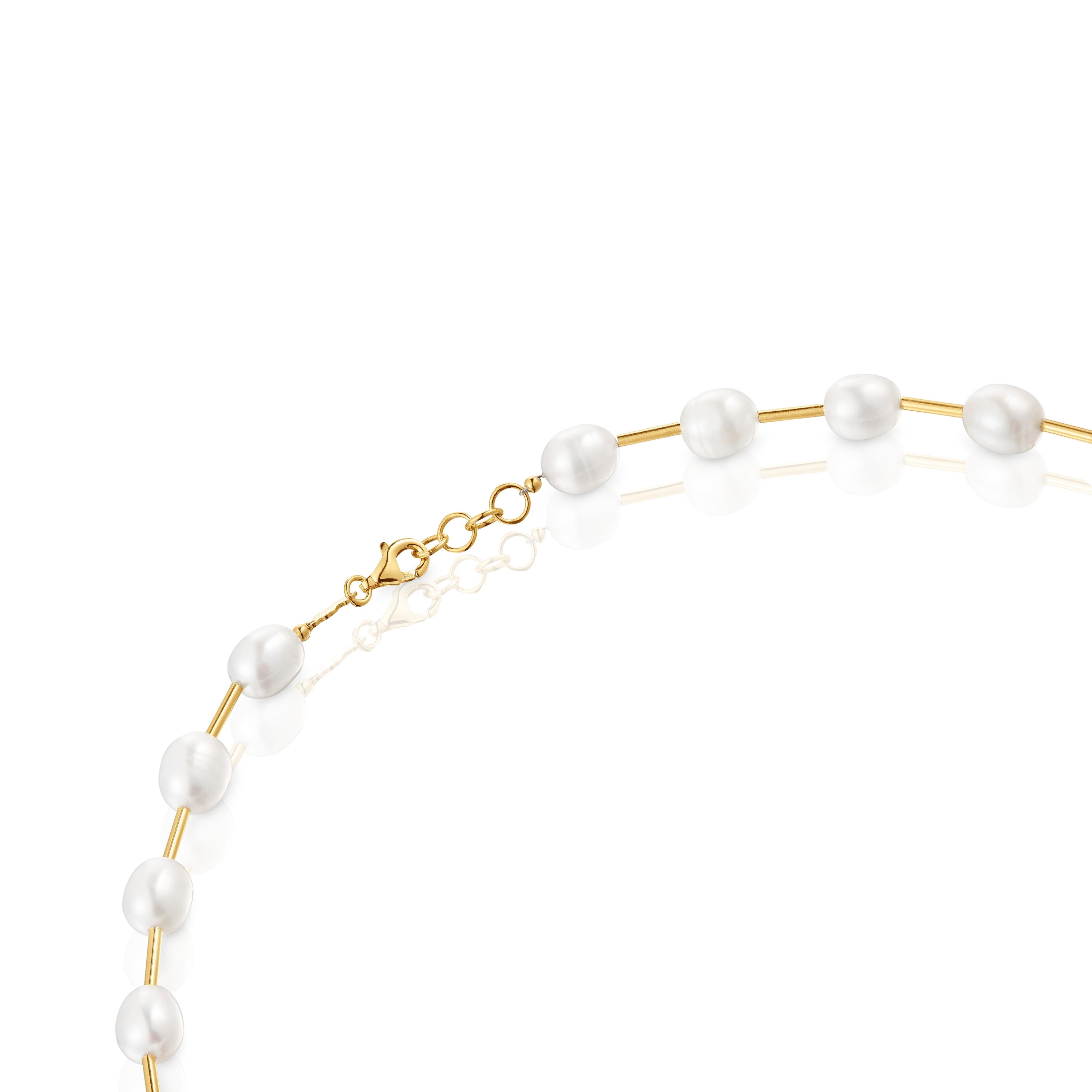 Tube Choker with 18K gold vermeil and cultured pearls Gloss