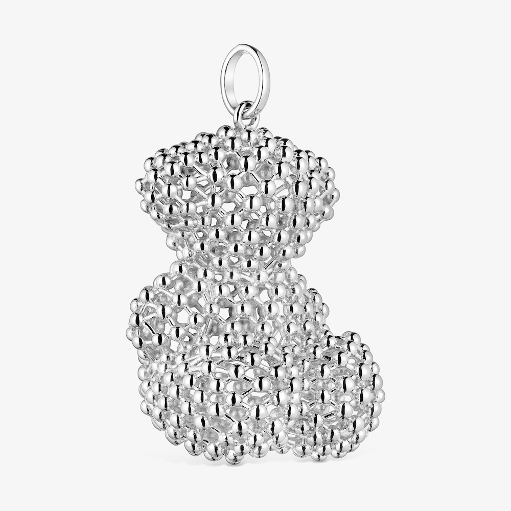 Colgante oso grande texturizado de plata Bold Bear