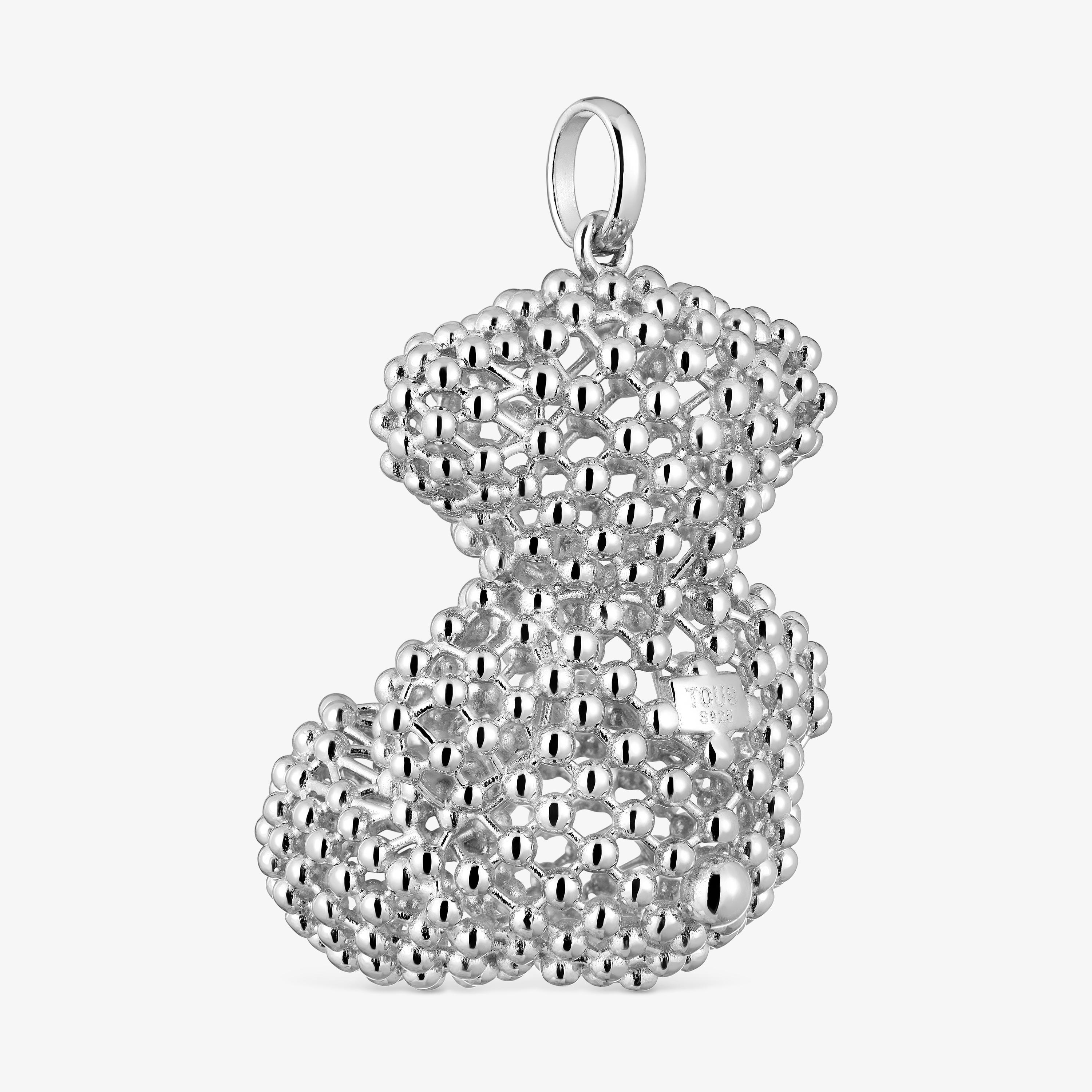 Large silver texturized bear Pendant Bold Bear
