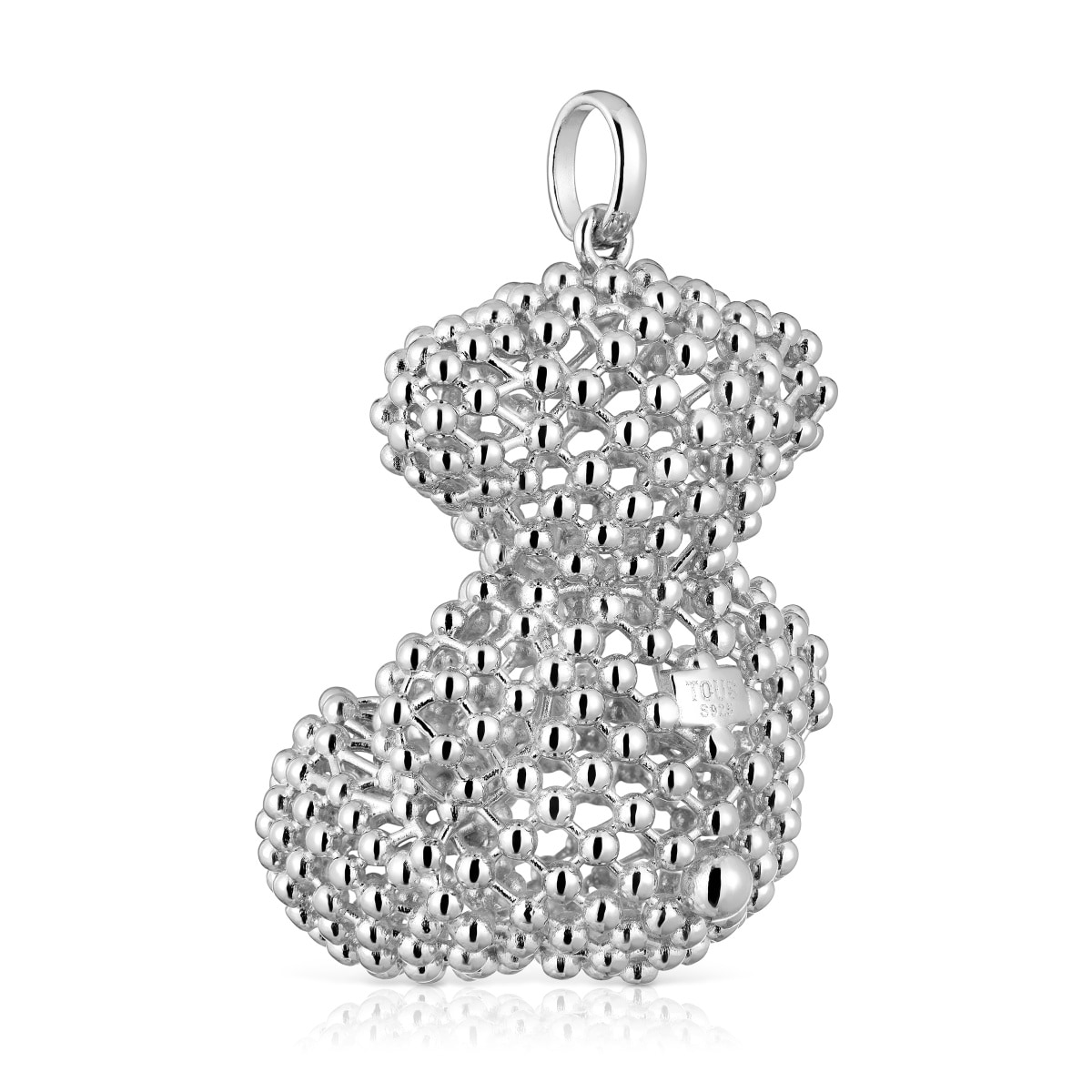 Large silver texturized bear Pendant Bold Bear