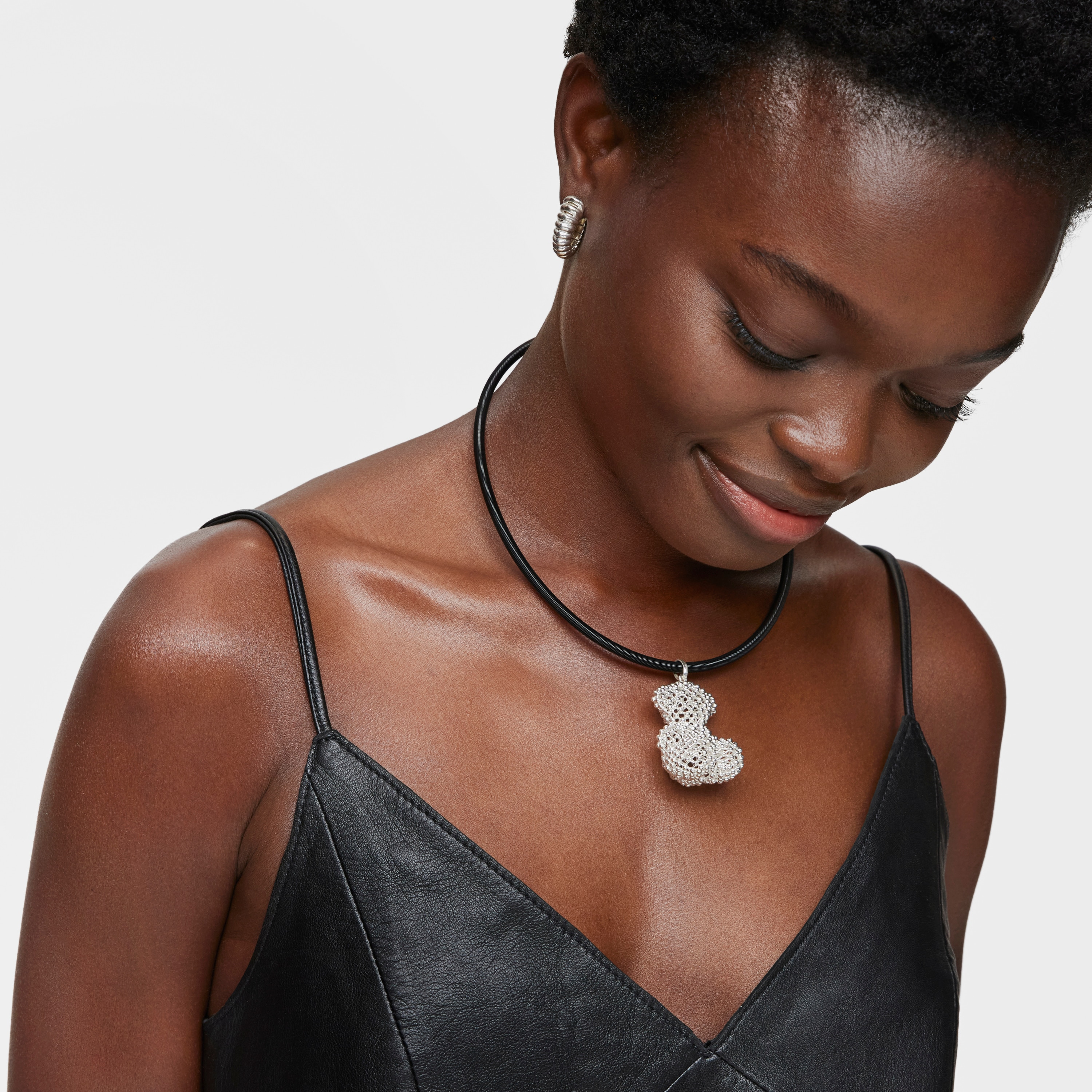 Large silver texturized bear Pendant Bold Bear