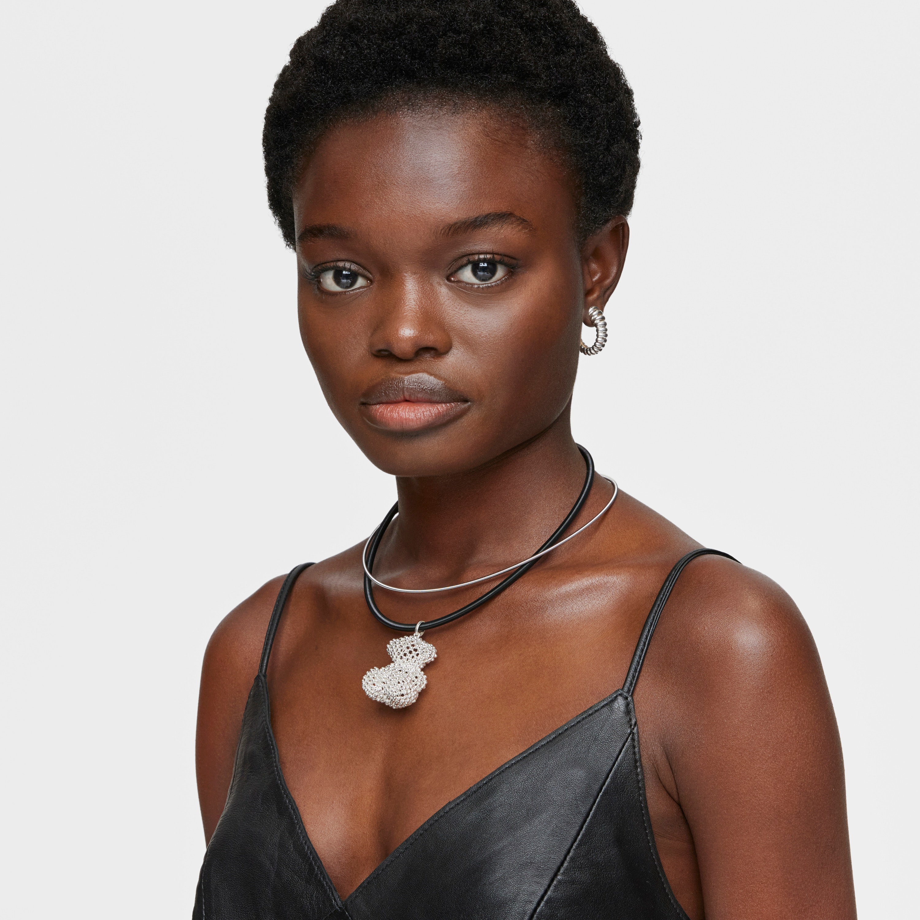 Large silver texturized bear Pendant Bold Bear