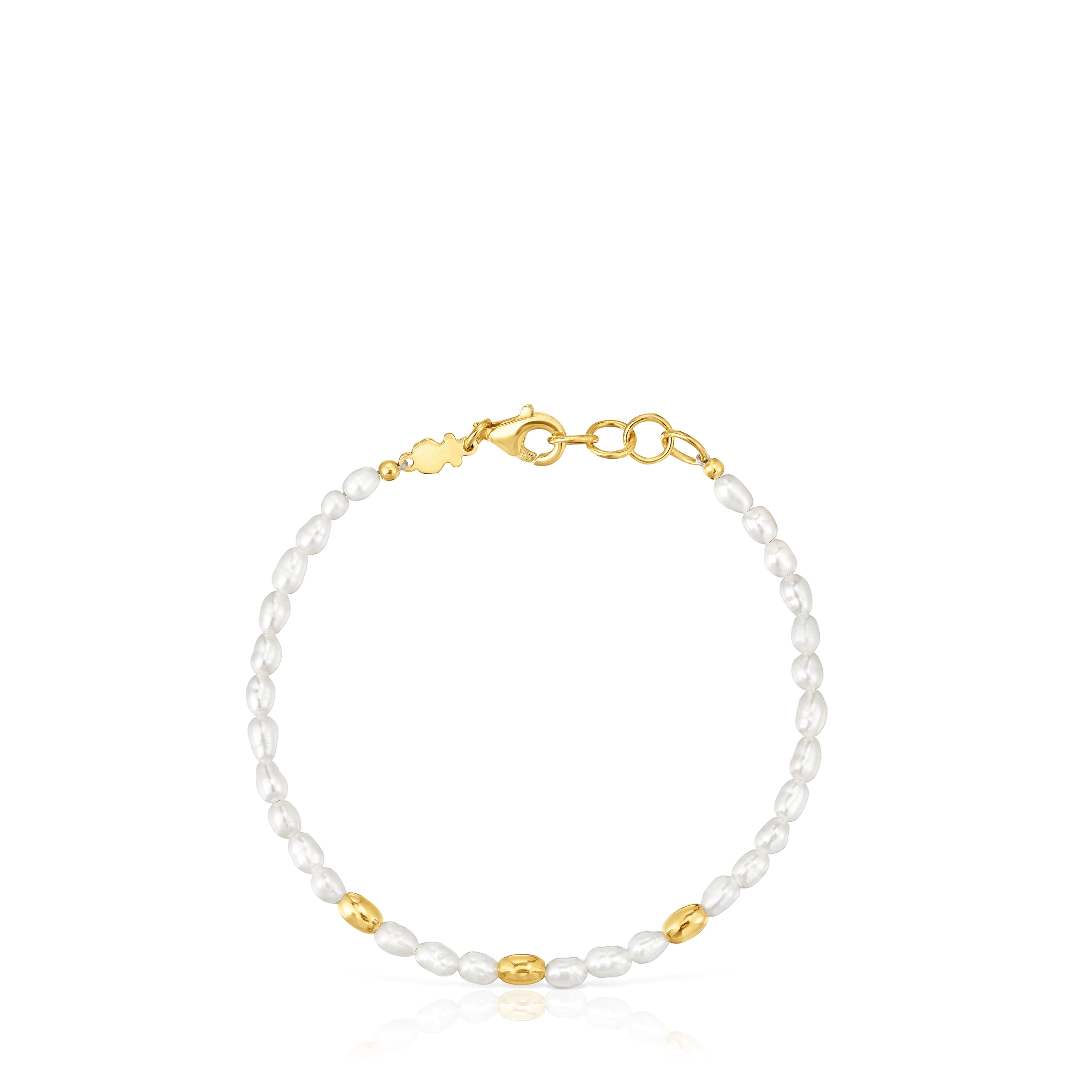 Bracelet with cultured pearls and 18kt gold plating over silver and Gloss