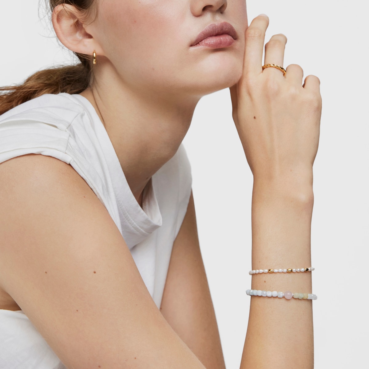 Pulsera con perlas cultivadas y baño de oro de 18 kt sobre plata Gloss