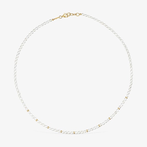 Naszyjnik choker wykonany ze srebra pokrytego 18-karatowym złotem, z&nbsp;perłami hodowanymi, z&nbsp;kolekcji Gloss