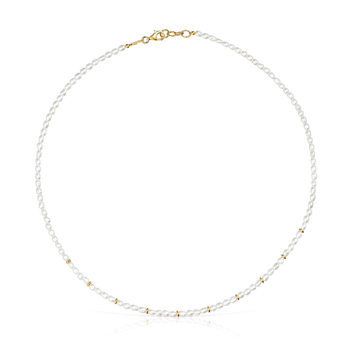 Choker with 18kt gold plating over silver and cultured pearls Gloss
