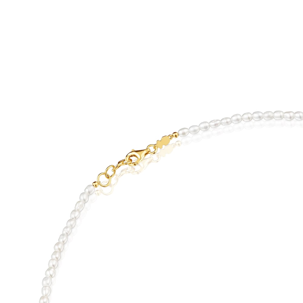 Choker with 18kt gold plating over silver and cultured pearls Gloss Choker with 18kt gold plating over silver and cultured pearls Gloss
