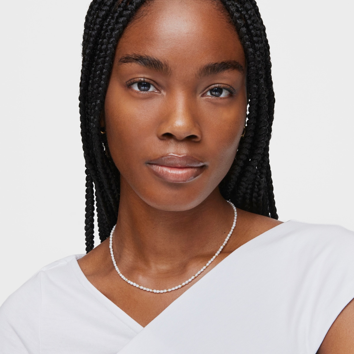 Choker with 18kt gold plating over silver and cultured pearls Gloss