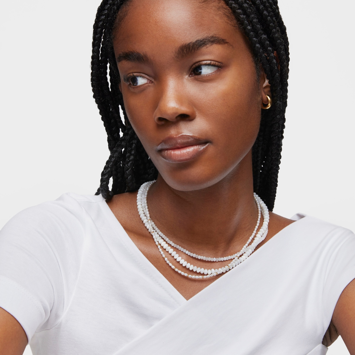 Choker with 18kt gold plating over silver and cultured pearls Gloss