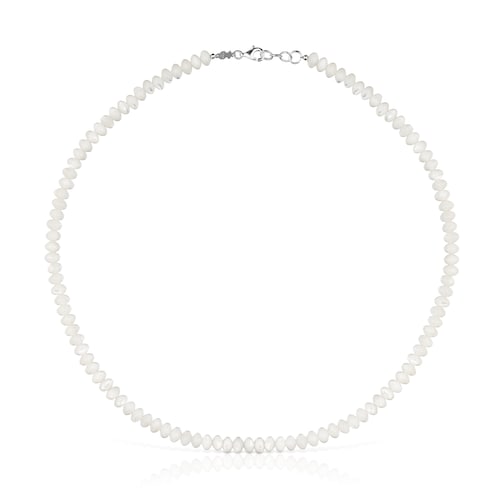 Short silver and mother-of-pearl Necklace Basic Colors