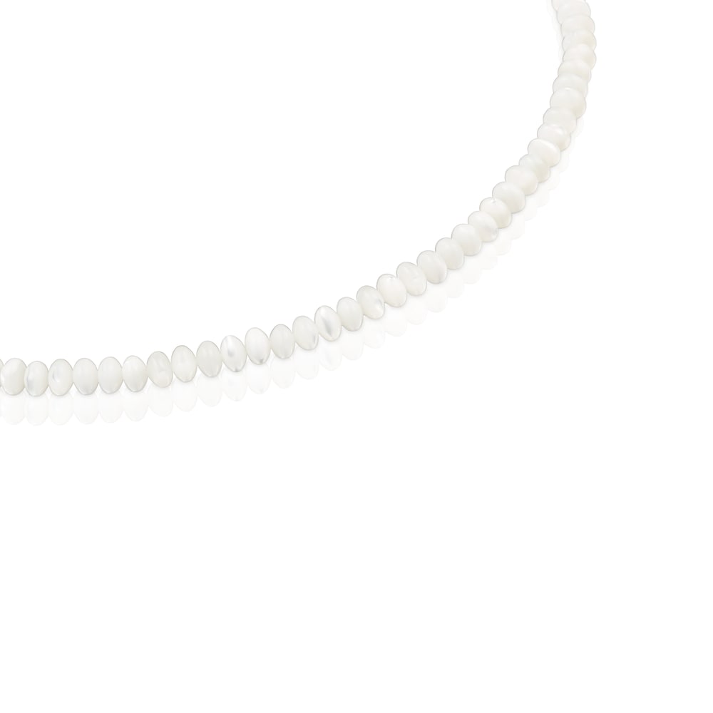 Short silver and mother-of-pearl Necklace Basic Colors Short silver and mother-of-pearl Necklace Basic Colors