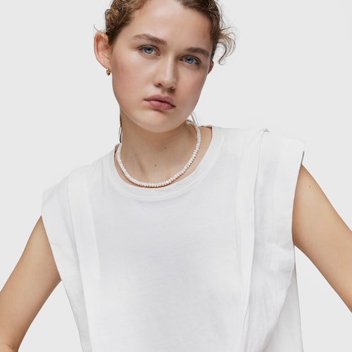 Short silver and mother-of-pearl Necklace Basic Colors