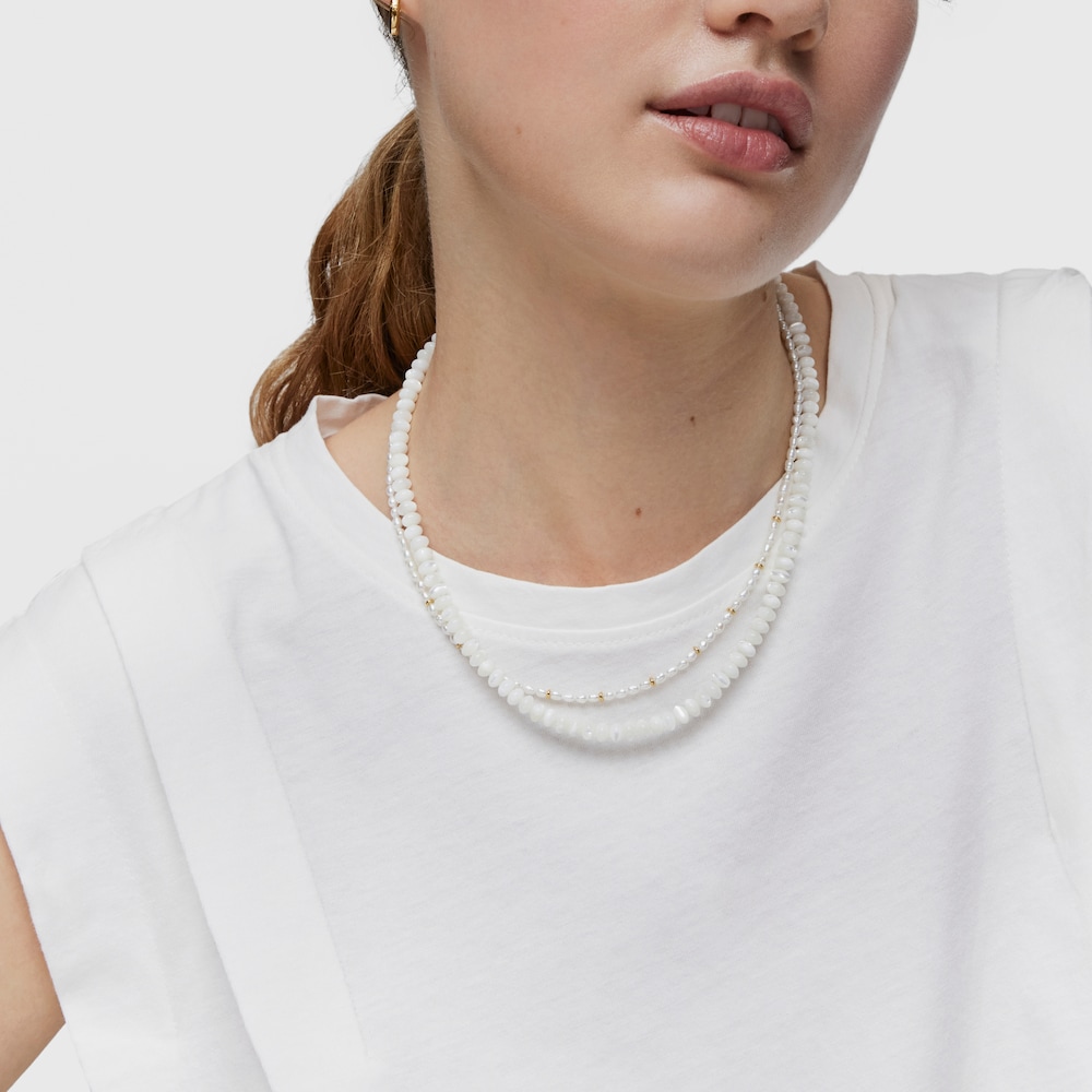 Collar corto de plata y n&aacute;car Basic Colors