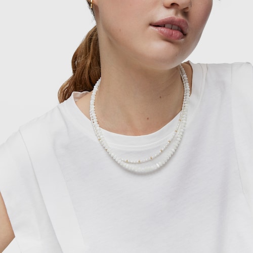 Short silver and mother-of-pearl Necklace Basic Colors
