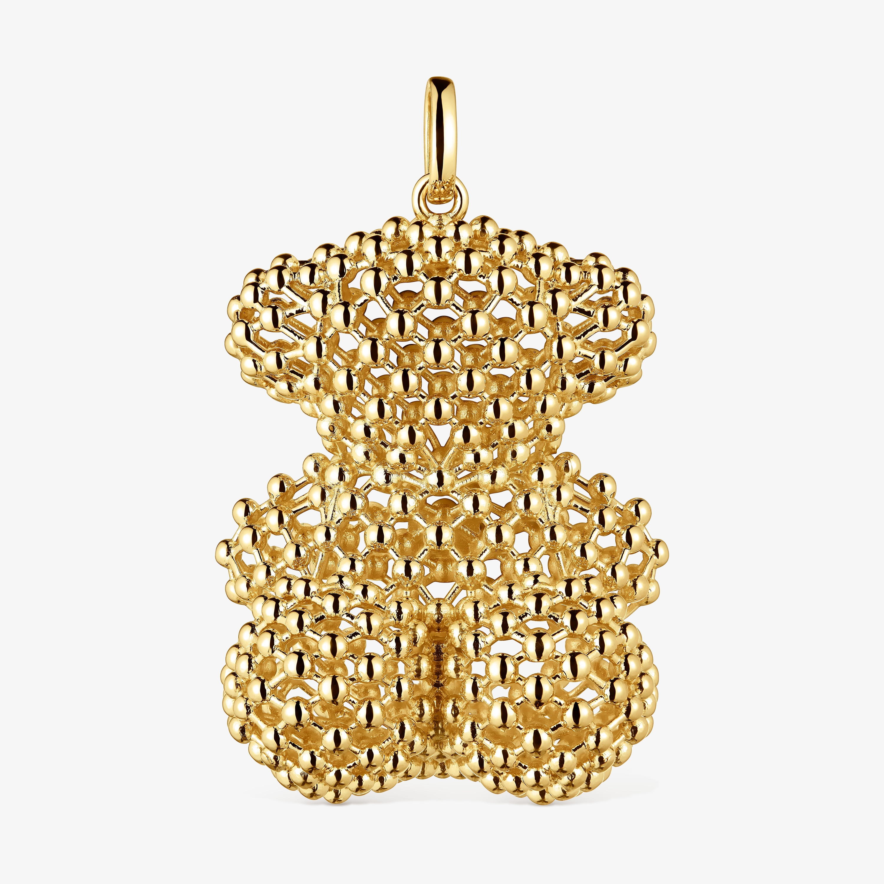 Large texturized bear Pendant, with 18K gold vermeil Bold Bear