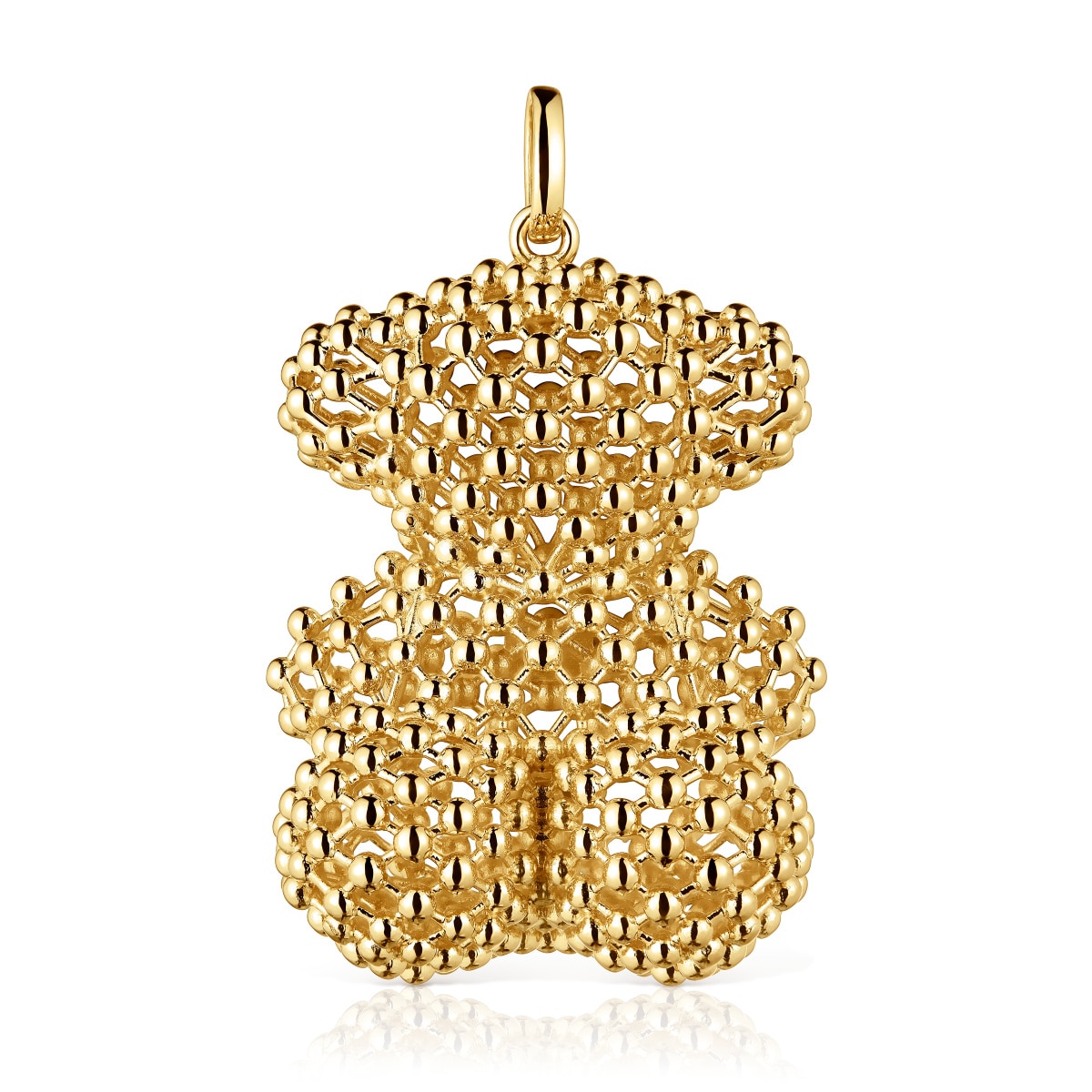 Large texturized bear Pendant, with 18 kt gold plating over silver Bold Bear