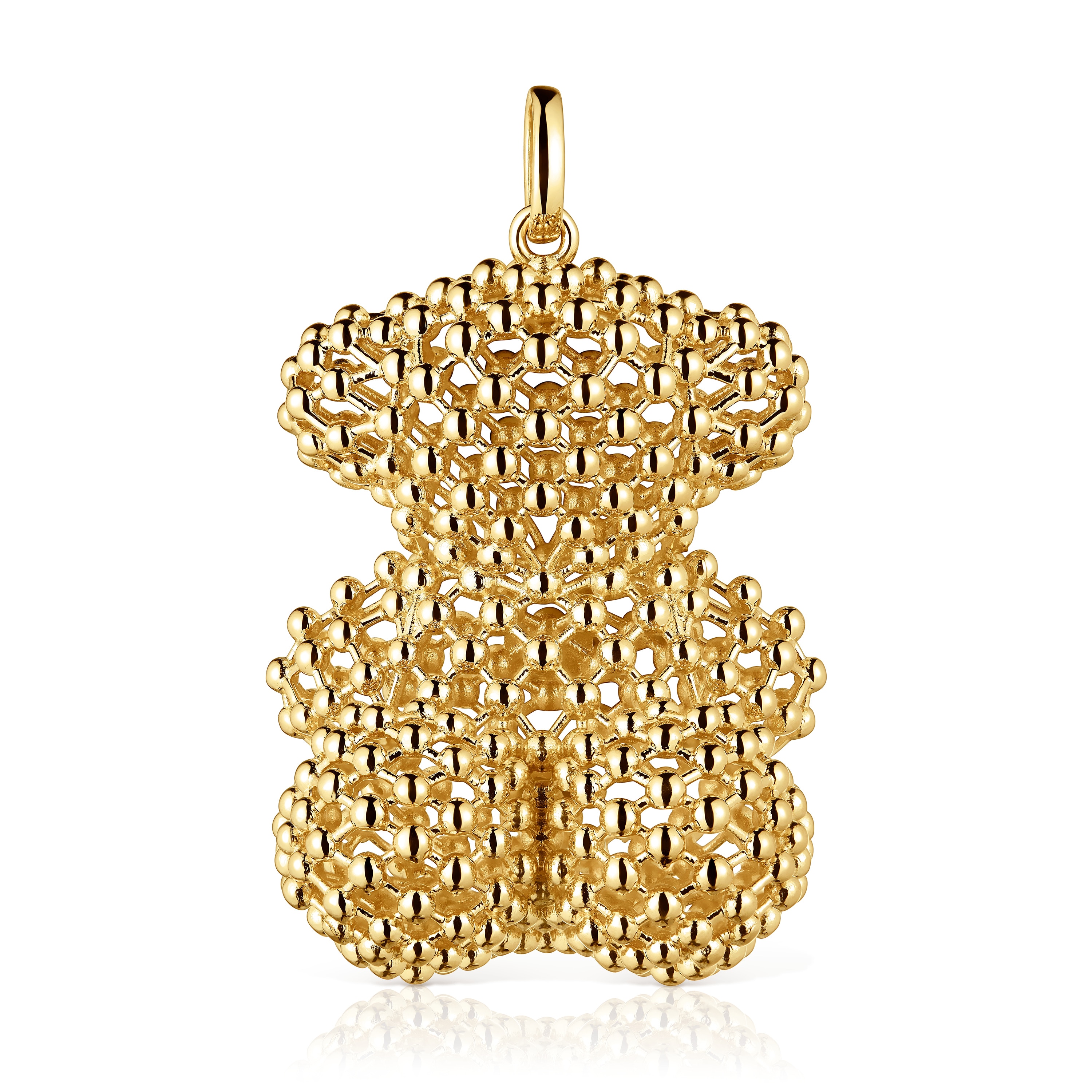 Large texturized bear Pendant, with 18 kt gold plating over silver Bold Bear