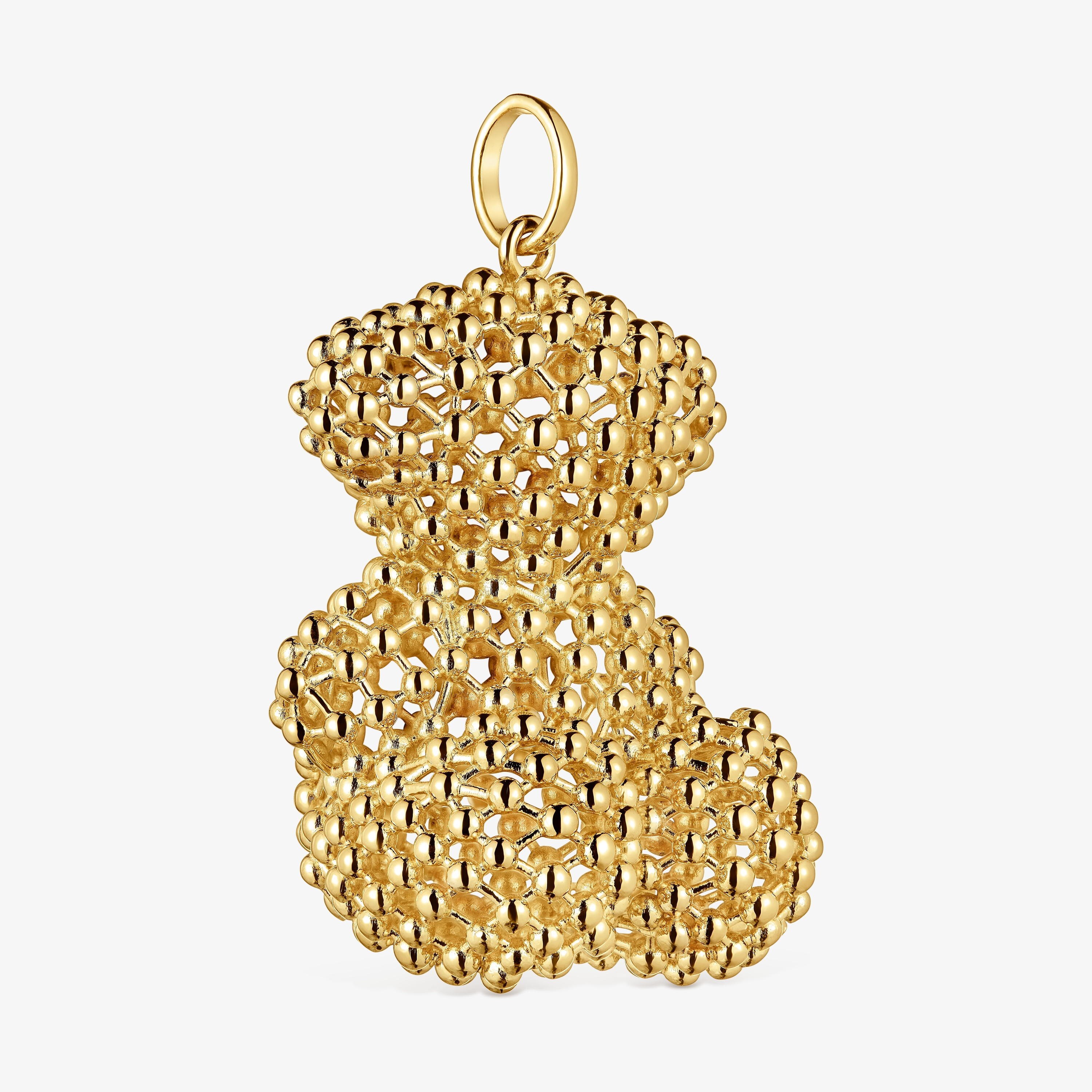 Large texturized bear Pendant, with 18K gold vermeil Bold Bear