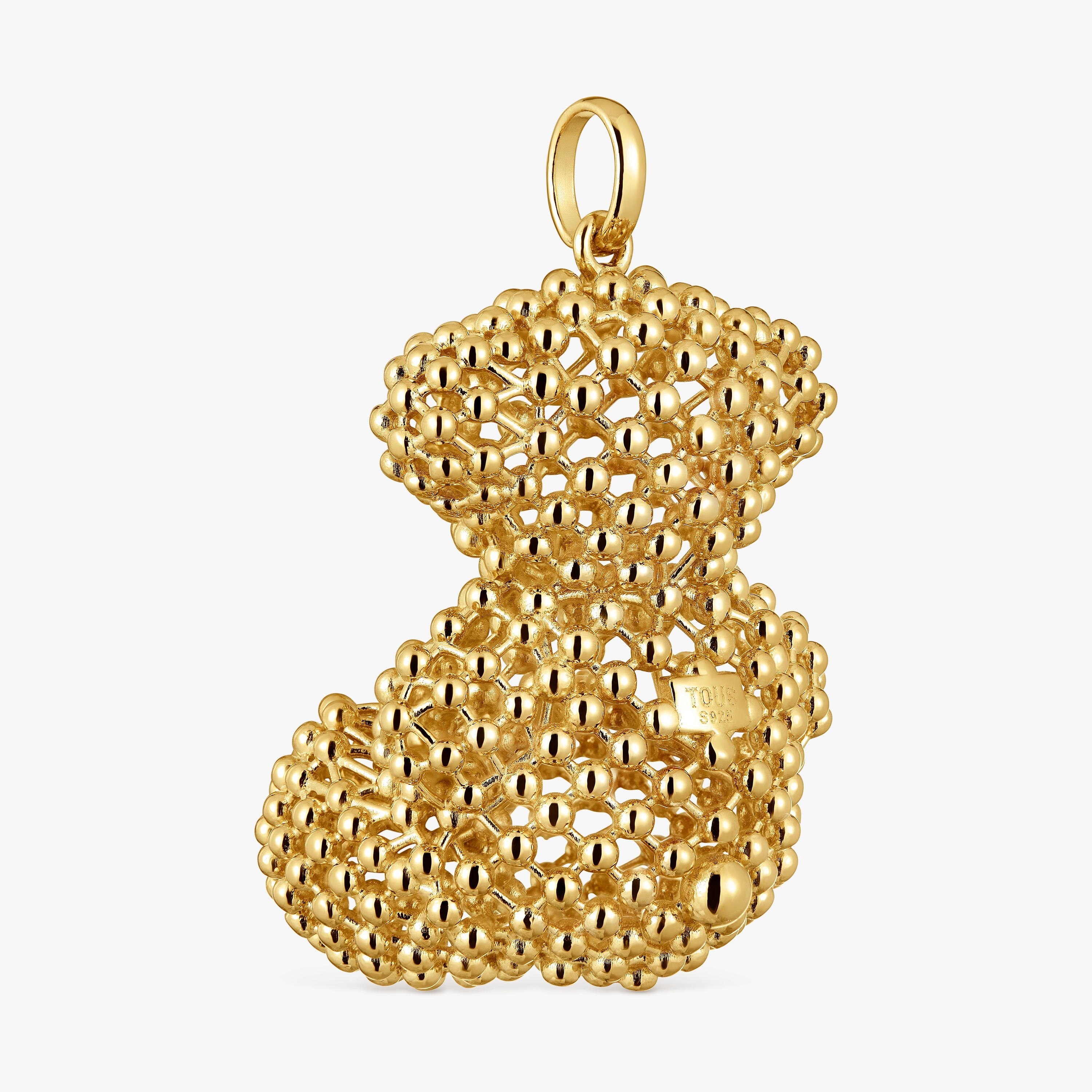 Large texturized bear Pendant, with 18K gold vermeil Bold Bear