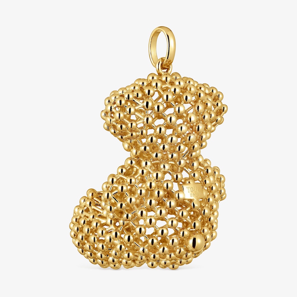 Duży teksturowany wisiorek w kształcie misia, ze srebra pokrytego 18-karatowym złotem Bold Bear