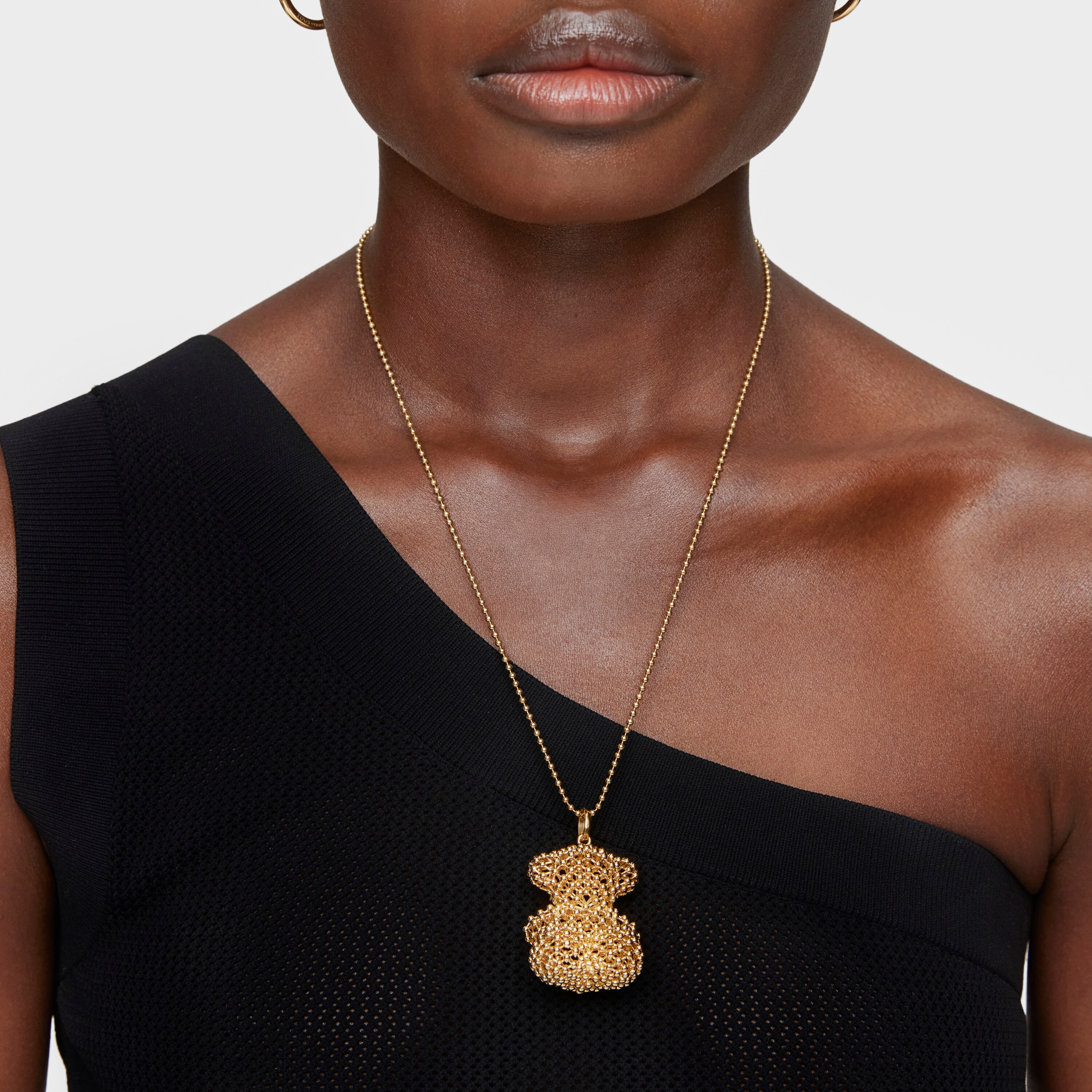 Large texturized bear Pendant, with 18K gold vermeil Bold Bear
